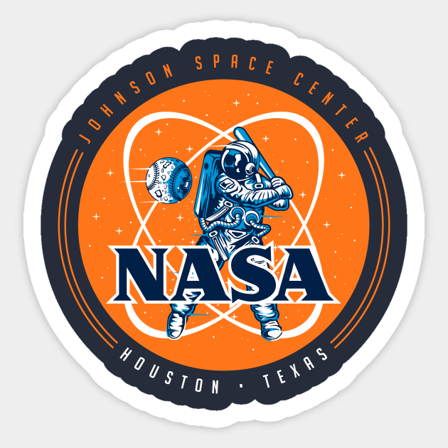 Retro NASA Astros Logo - Orange Version Sticker by Blake Dumesnil Designs